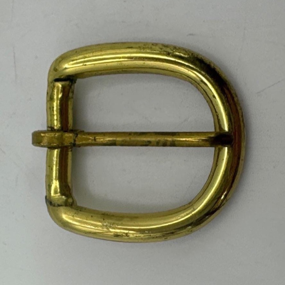 Vintage Solid Brass Belt Buckle 1.5 Inch Horseshoe D-Shape Gold Tone Hardware
